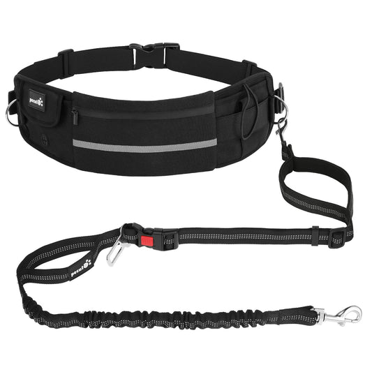 Superidag Hands-free dog leash with bag black